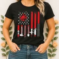 Patriotic Fireman American Flag Firefighter Women's T-Shirt thumb 2