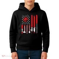 Patriotic Fireman American Flag Firefighter Kids Hoodie thumb 4
