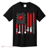 Patriotic Fireman American Flag Firefighter Kids T-Shirt thumb 0