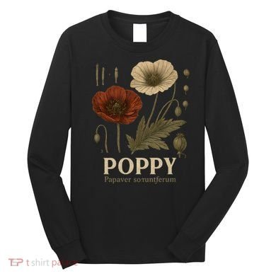 Poppy Floral Artwork Long Sleeve Shirt
