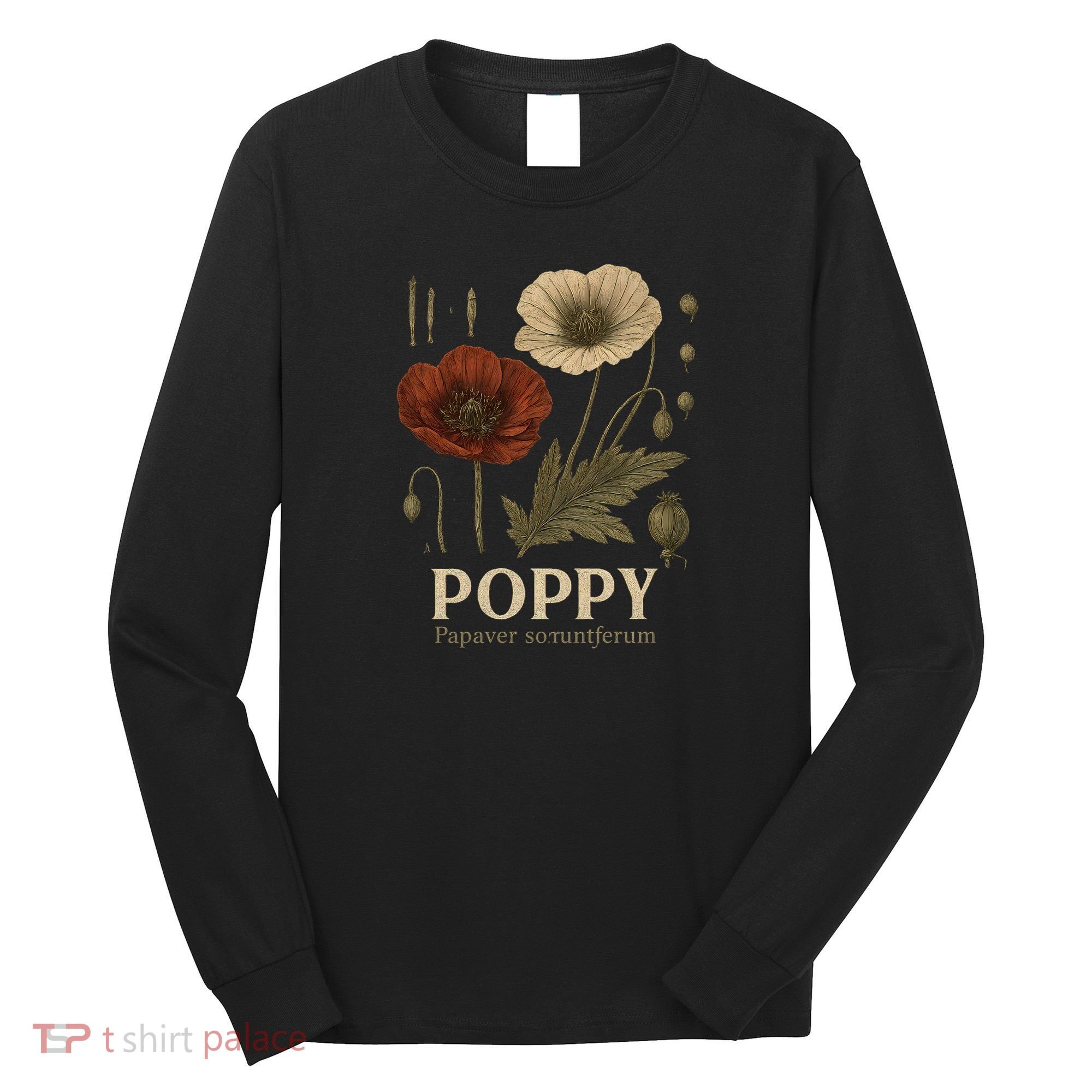 Poppy Floral Artwork Long Sleeve Shirt