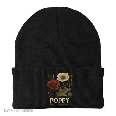 Poppy Floral Artwork Beanie