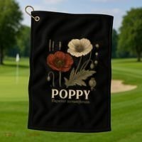 Poppy Floral Artwork Golf Towel thumb 1