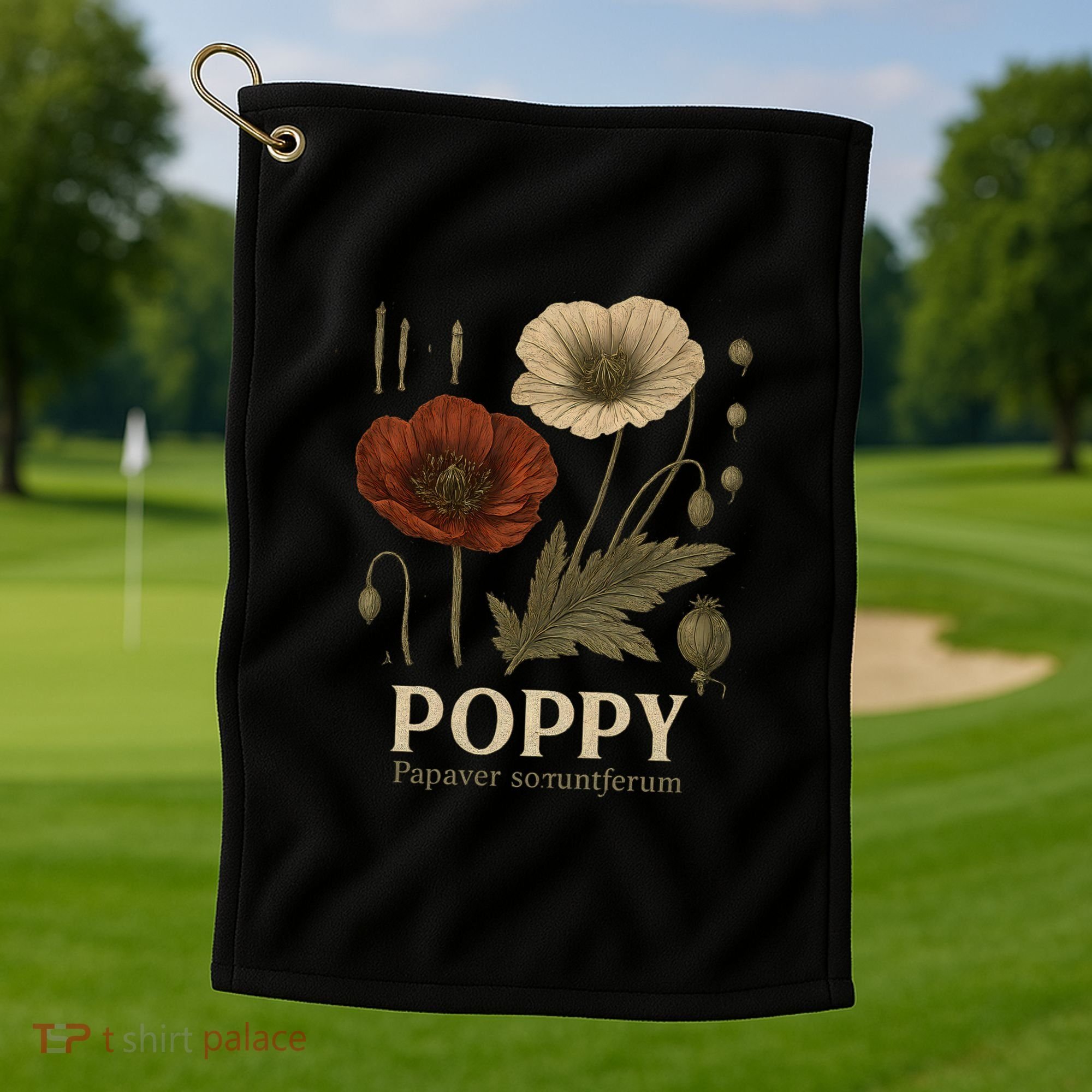 Poppy Floral Artwork Golf Towel