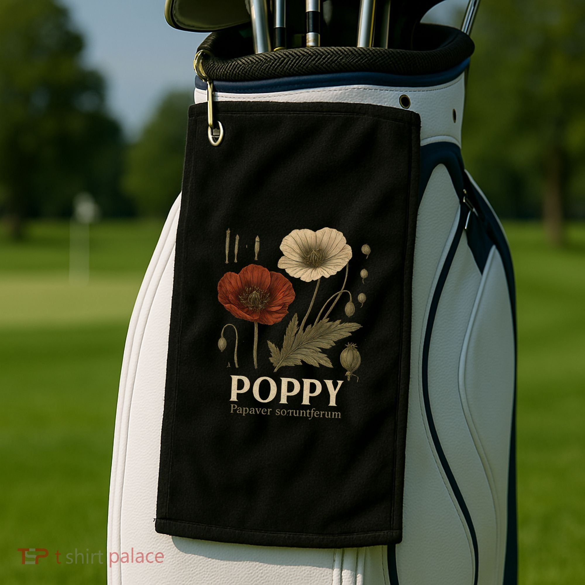 Poppy Floral Artwork Golf Towel