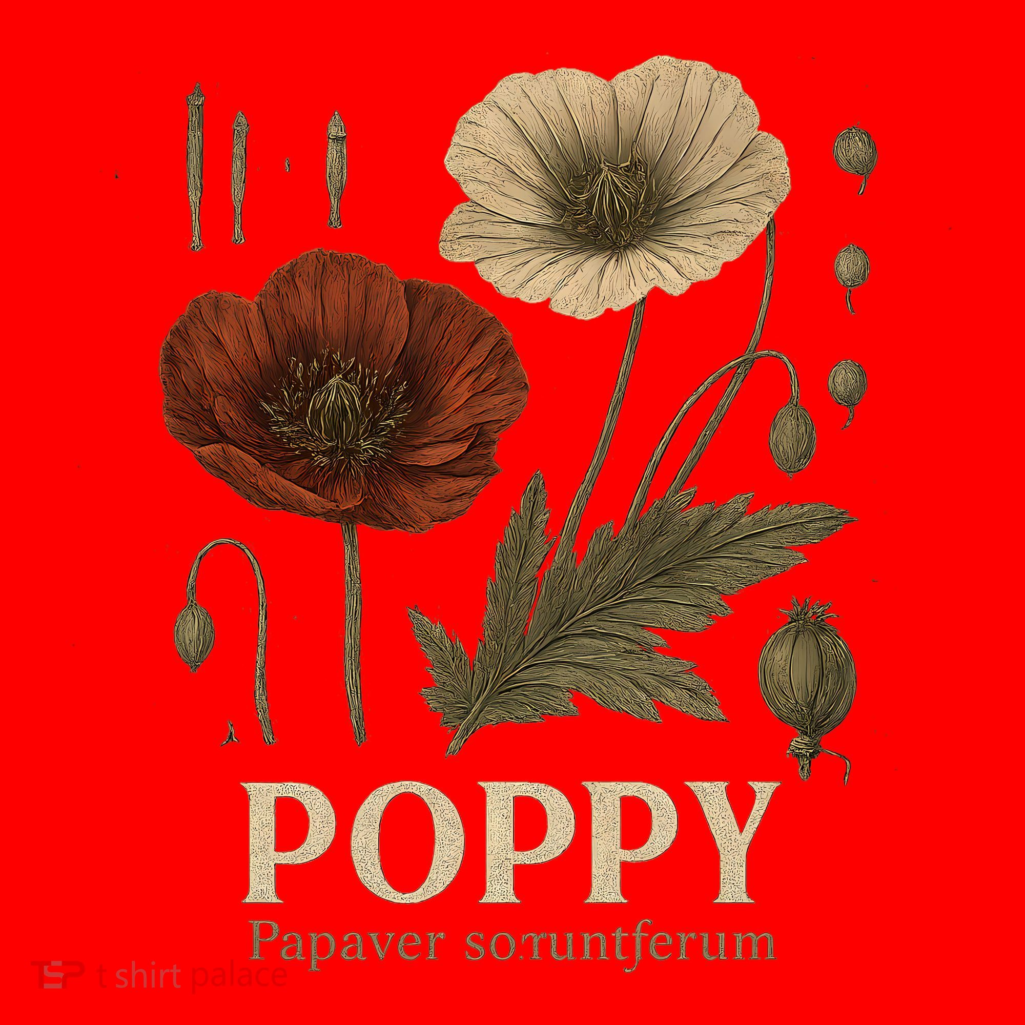 Poppy Floral Artwork Santa Hat