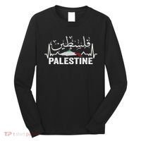 Palestinian Flag And Arabic Calligraphy Palestine Cool Gift Long Sleeve Shirt thumb 0