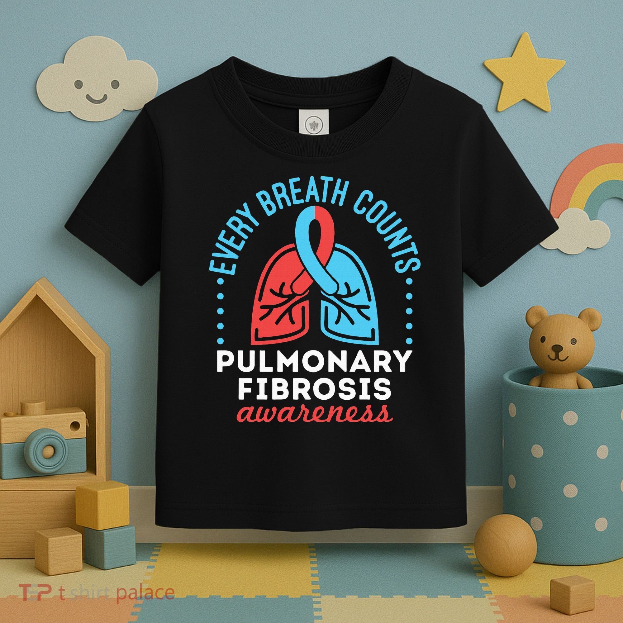 Pulmonary Fibrosis Awareness Every Breath Counts  Toddler T-Shirt