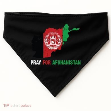 Pray For Afghanistan Flag Map USA-Made Doggie Bandana