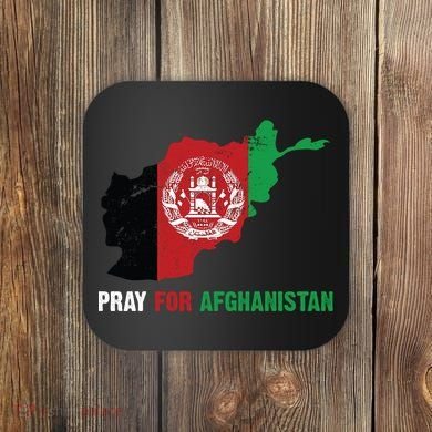 Pray For Afghanistan Flag Map Coaster