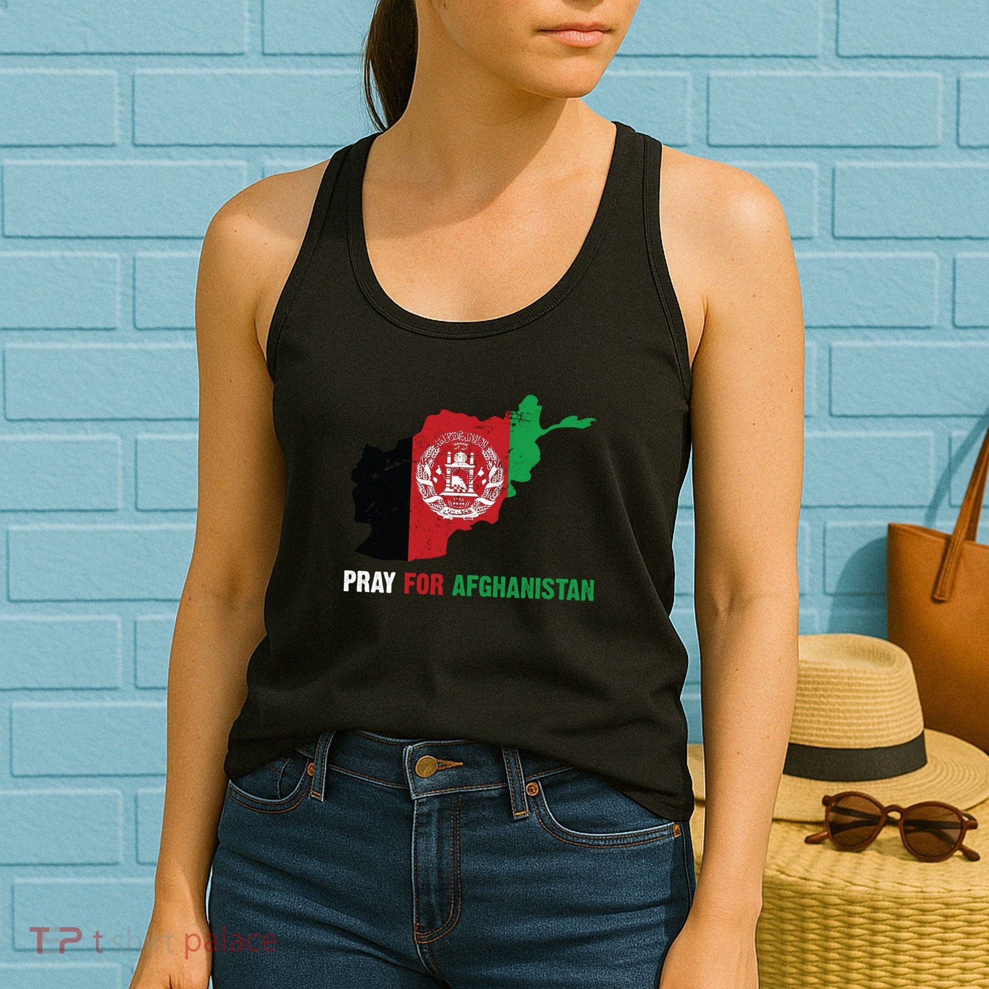 Pray For Afghanistan Flag Map Women's Tank Top