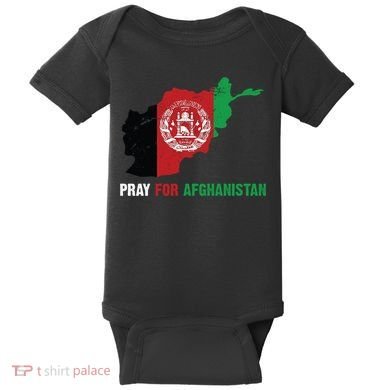 Pray For Afghanistan Flag Map Baby Bodysuit