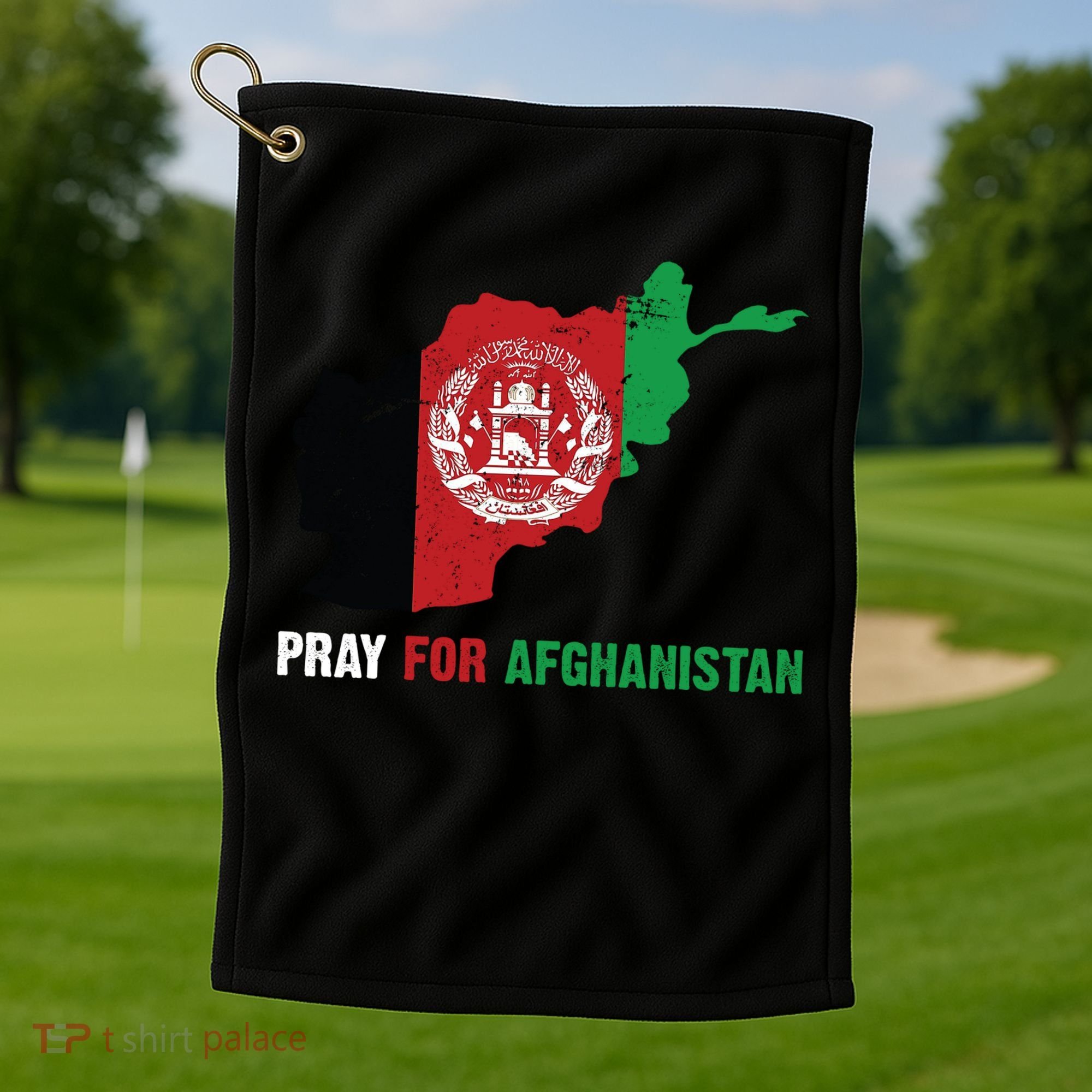 Pray For Afghanistan Flag Map Golf Towel