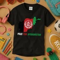 Pray For Afghanistan Flag Map Kids T-Shirt thumb 3
