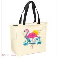 Pink Flamingo Beach Summer Vibes Palm Trees Tropical Summer Tote Bag thumb 2