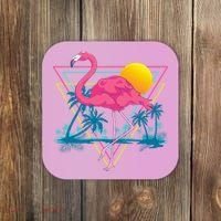 Pink Flamingo Beach Summer Vibes Palm Trees Tropical Summer Coaster thumb 0