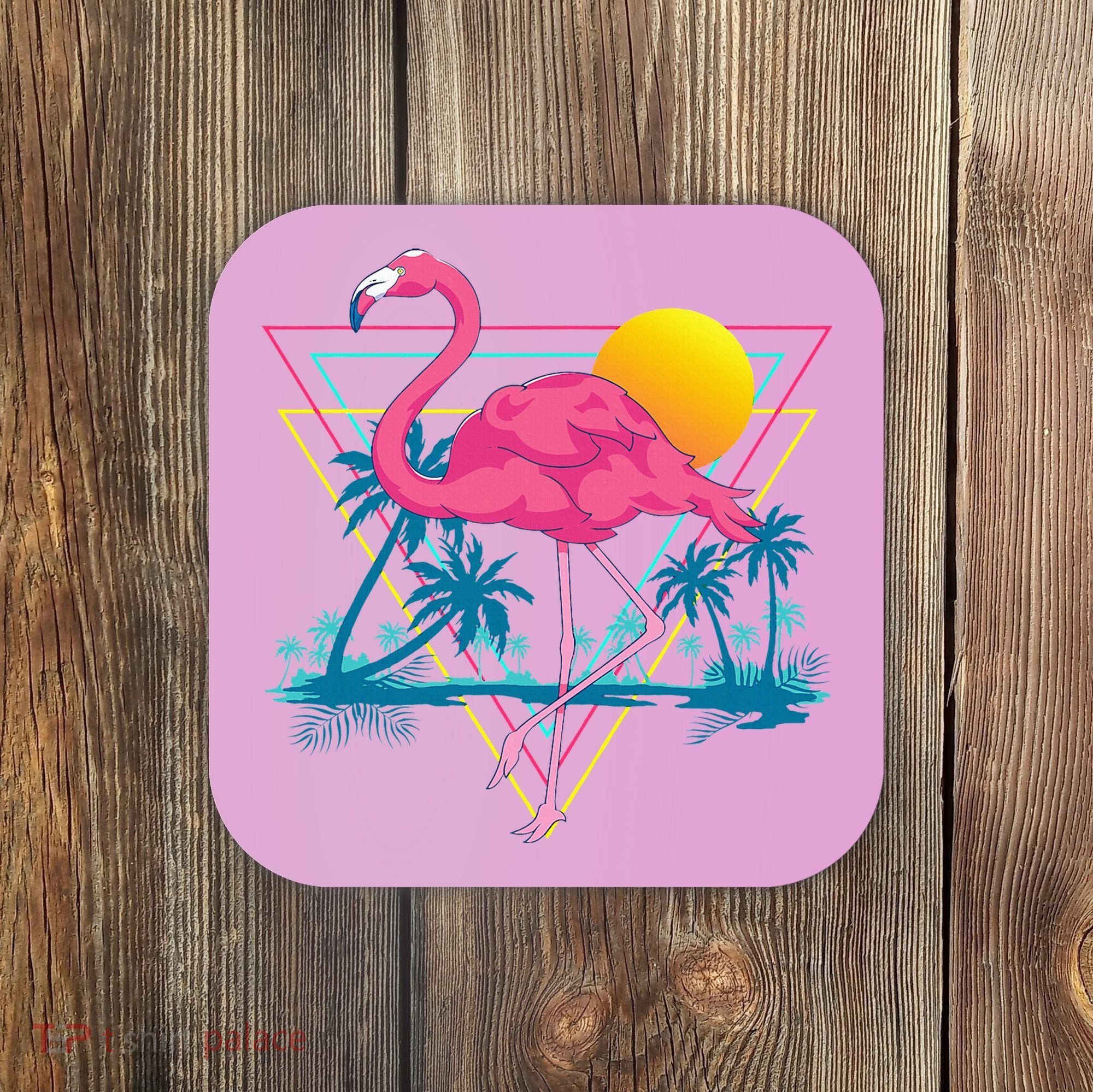 Pink Flamingo Beach Summer Vibes Palm Trees Tropical Summer Coaster