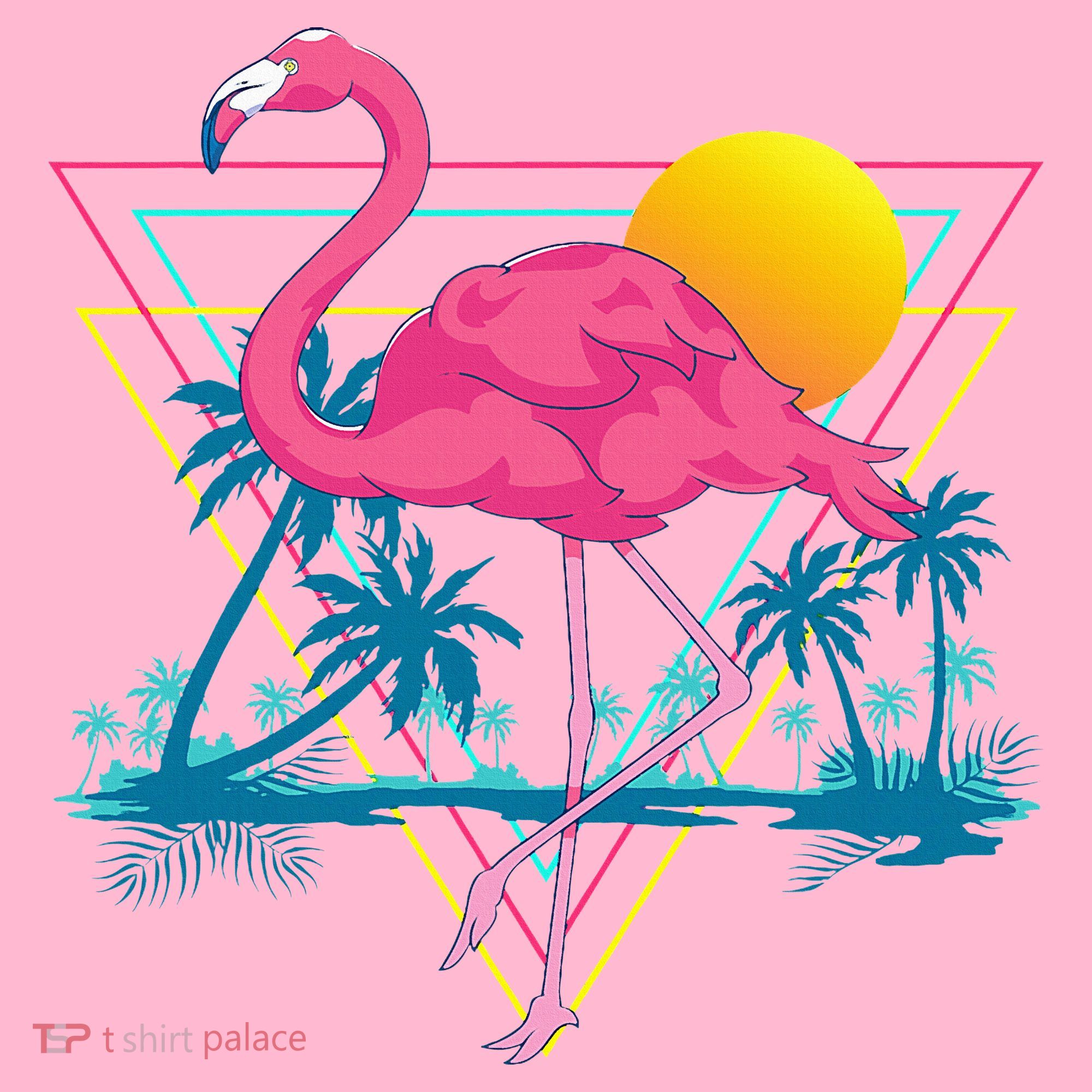 Pink Flamingo Beach Summer Vibes Palm Trees Tropical Summer Coaster