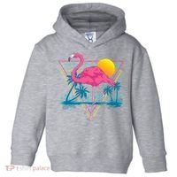 Pink Flamingo Beach Summer Vibes Palm Trees Tropical Summer Toddler Hoodie thumb 0