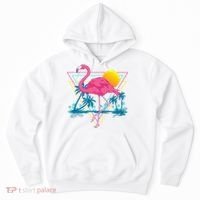 Pink Flamingo Beach Summer Vibes Palm Trees Tropical Summer Hoodie thumb 0