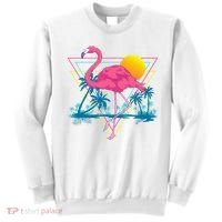 Pink Flamingo Beach Summer Vibes Palm Trees Tropical Summer Sweatshirt thumb 0
