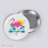 Pink Flamingo Beach Summer Vibes Palm Trees Tropical Summer Button thumb 0