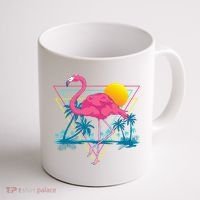 Pink Flamingo Beach Summer Vibes Palm Trees Tropical Summer Coffee Mug thumb 1