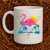 Pink Flamingo Beach Summer Vibes Palm Trees Tropical Summer Coffee Mug thumb 2