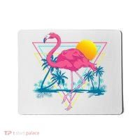 Pink Flamingo Beach Summer Vibes Palm Trees Tropical Summer Mousepad thumb 0