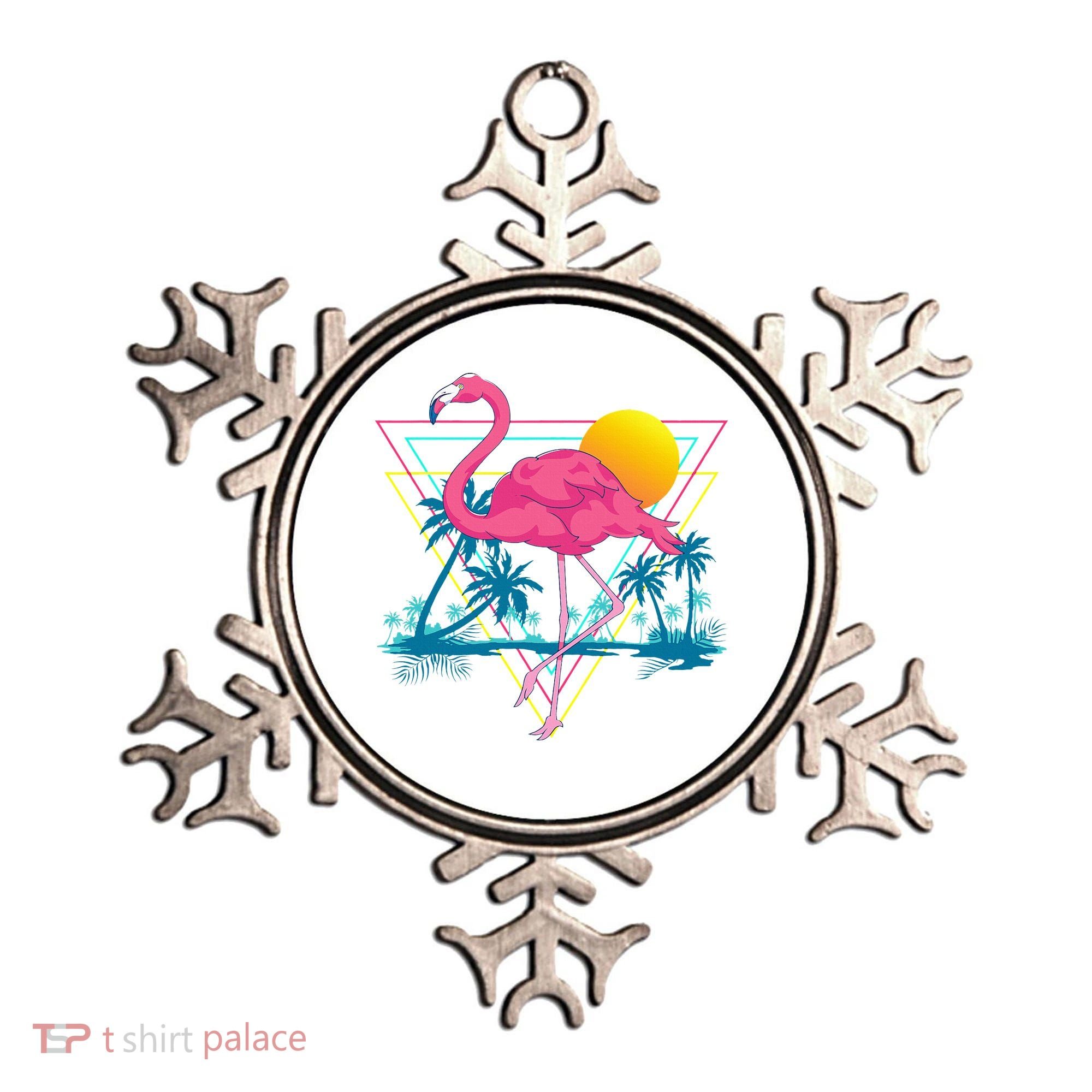 Pink Flamingo Beach Summer Vibes Palm Trees Tropical Summer Ornament