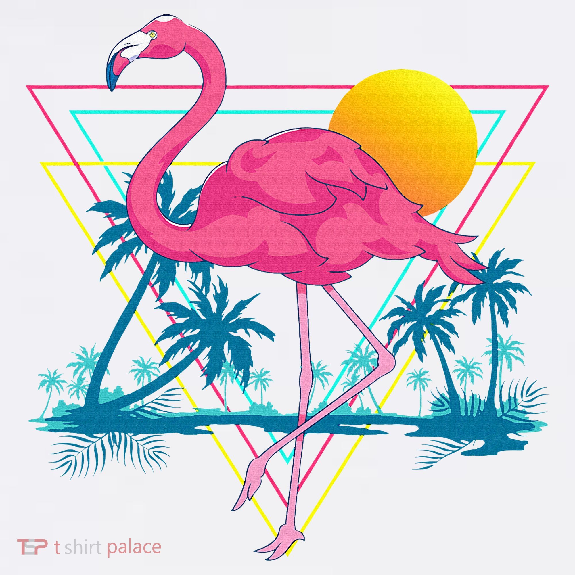 Pink Flamingo Beach Summer Vibes Palm Trees Tropical Summer Women's Tank Top