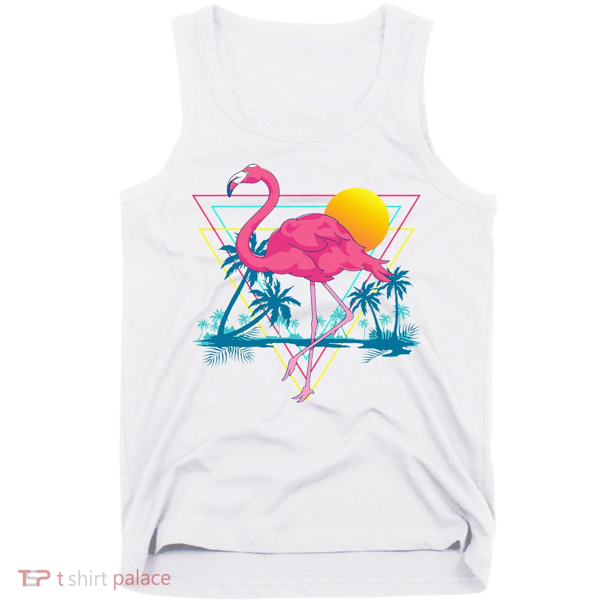 Pink Flamingo Beach Summer Vibes Palm Trees Tropical Summer Tank Top