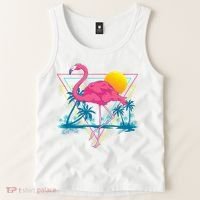 Pink Flamingo Beach Summer Vibes Palm Trees Tropical Summer Tank Top thumb 2