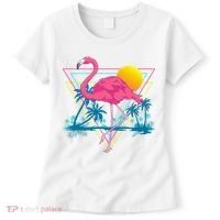 Pink Flamingo Beach Summer Vibes Palm Trees Tropical Summer Women's T-Shirt thumb 0