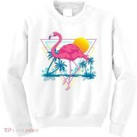Pink Flamingo Beach Summer Vibes Palm Trees Tropical Summer Kids Sweatshirt thumb 0
