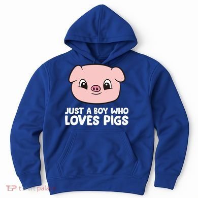 Pig Farmer Boy Just A Boy Who Loves Pigs Cool Gift Hoodie