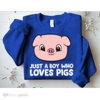 Pig Farmer Boy Just A Boy Who Loves Pigs Cool Gift Sweatshirt thumb 2
