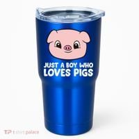 Pig Farmer Boy Just A Boy Who Loves Pigs Cool Gift Tumbler thumb 0