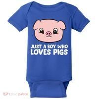 Pig Farmer Boy Just A Boy Who Loves Pigs Cool Gift Baby Bodysuit thumb 0