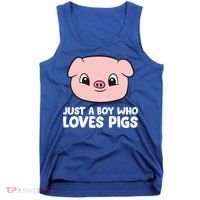 Pig Farmer Boy Just A Boy Who Loves Pigs Cool Gift Tank Top thumb 0