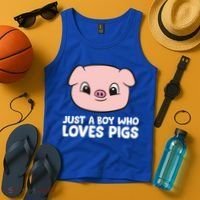 Pig Farmer Boy Just A Boy Who Loves Pigs Cool Gift Tank Top thumb 4