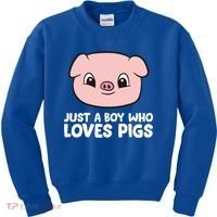 Pig Farmer Boy Just A Boy Who Loves Pigs Cool Gift Kids Sweatshirt thumb 0