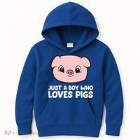 Pig Farmer Boy Just A Boy Who Loves Pigs Cool Gift Kids Hoodie thumb 0