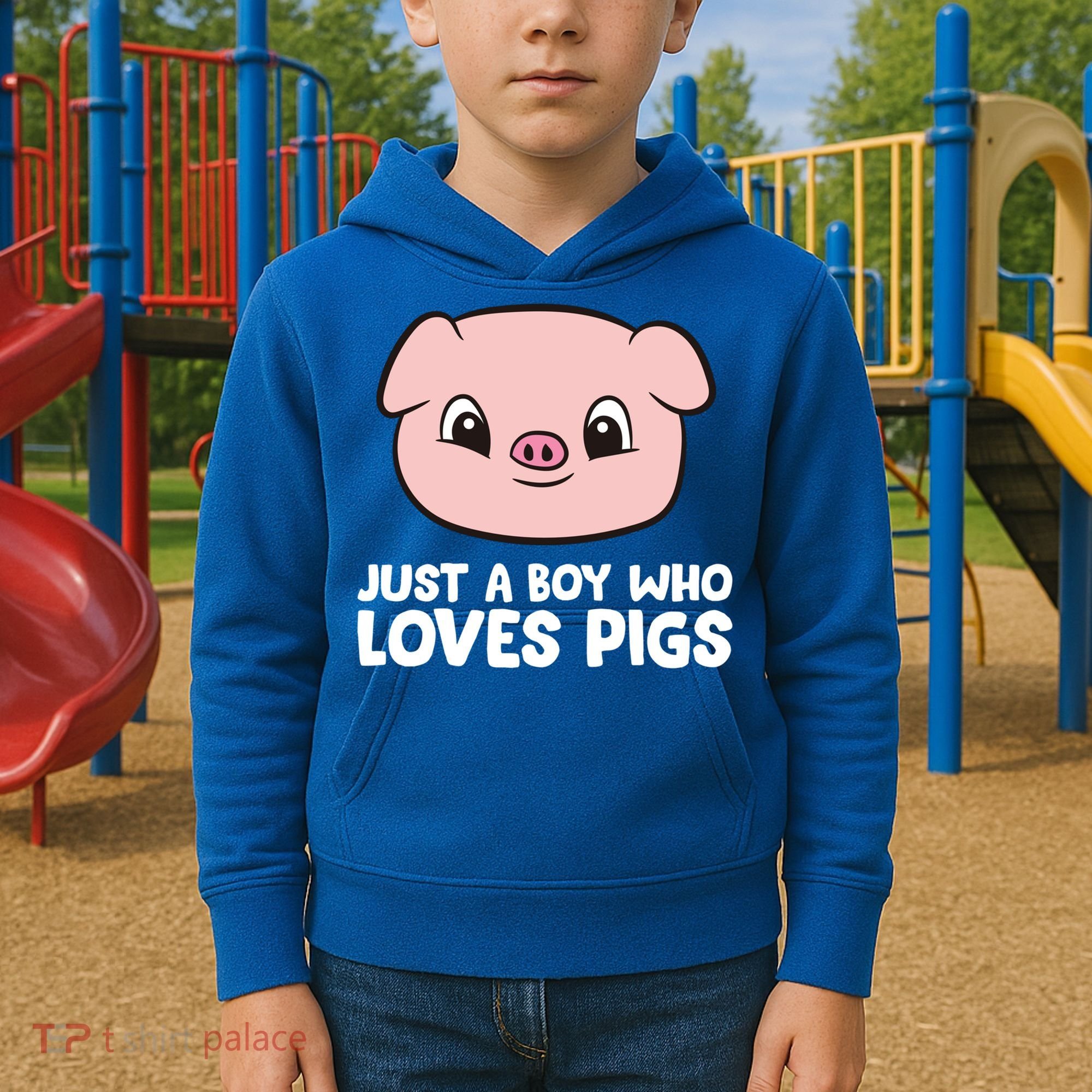 Pig Farmer Boy Just A Boy Who Loves Pigs Cool Gift Kids Hoodie
