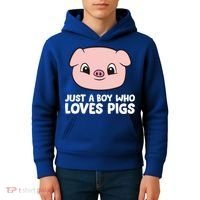 Pig Farmer Boy Just A Boy Who Loves Pigs Cool Gift Kids Hoodie thumb 4
