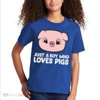 Pig Farmer Boy Just A Boy Who Loves Pigs Cool Gift Kids T-Shirt thumb 2