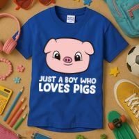 Pig Farmer Boy Just A Boy Who Loves Pigs Cool Gift Kids T-Shirt thumb 3
