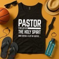 Pastor Fueled By Holy Spirit And Coffee Church Pastor Tank Top thumb 4