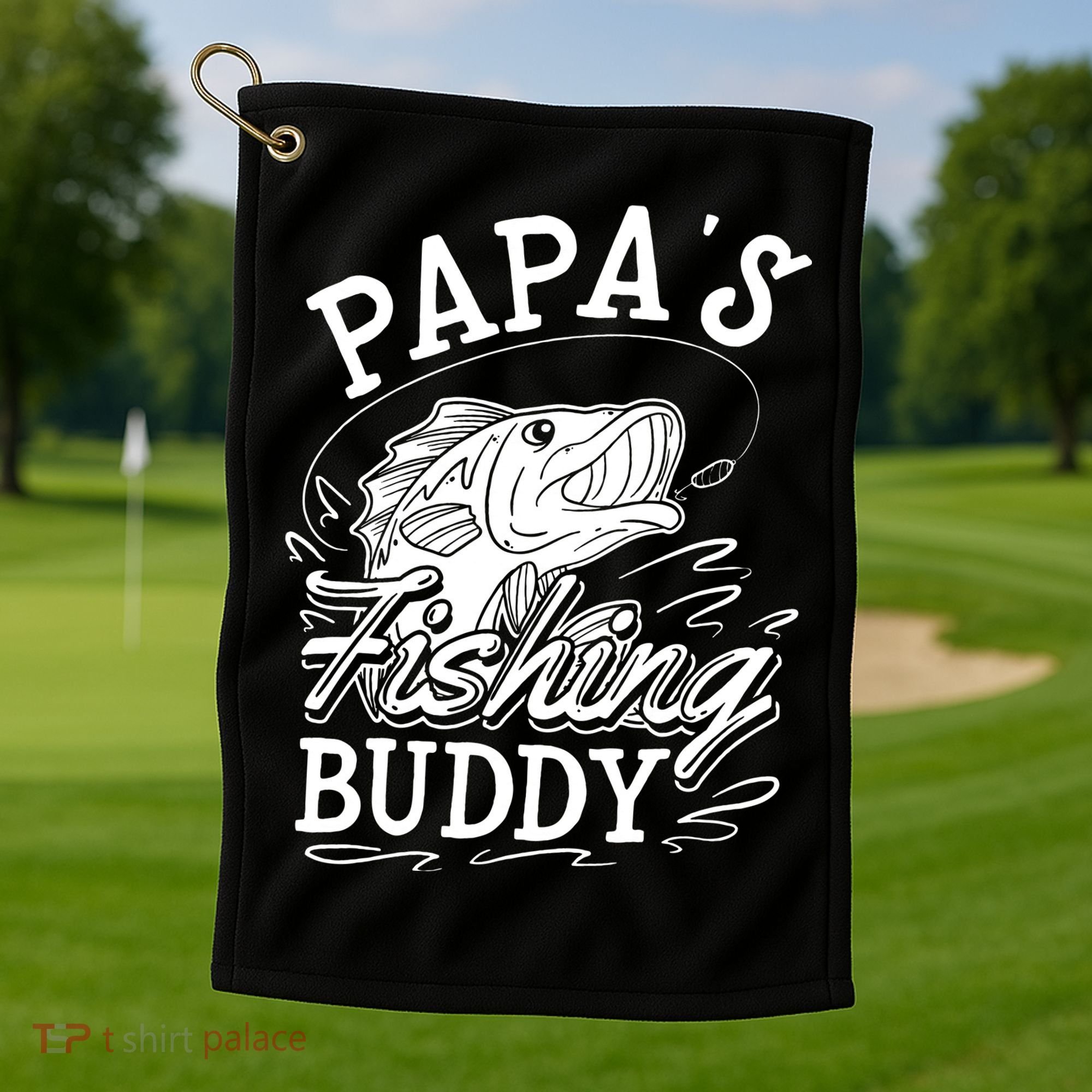 Papas Fishing Buddy Golf Towel