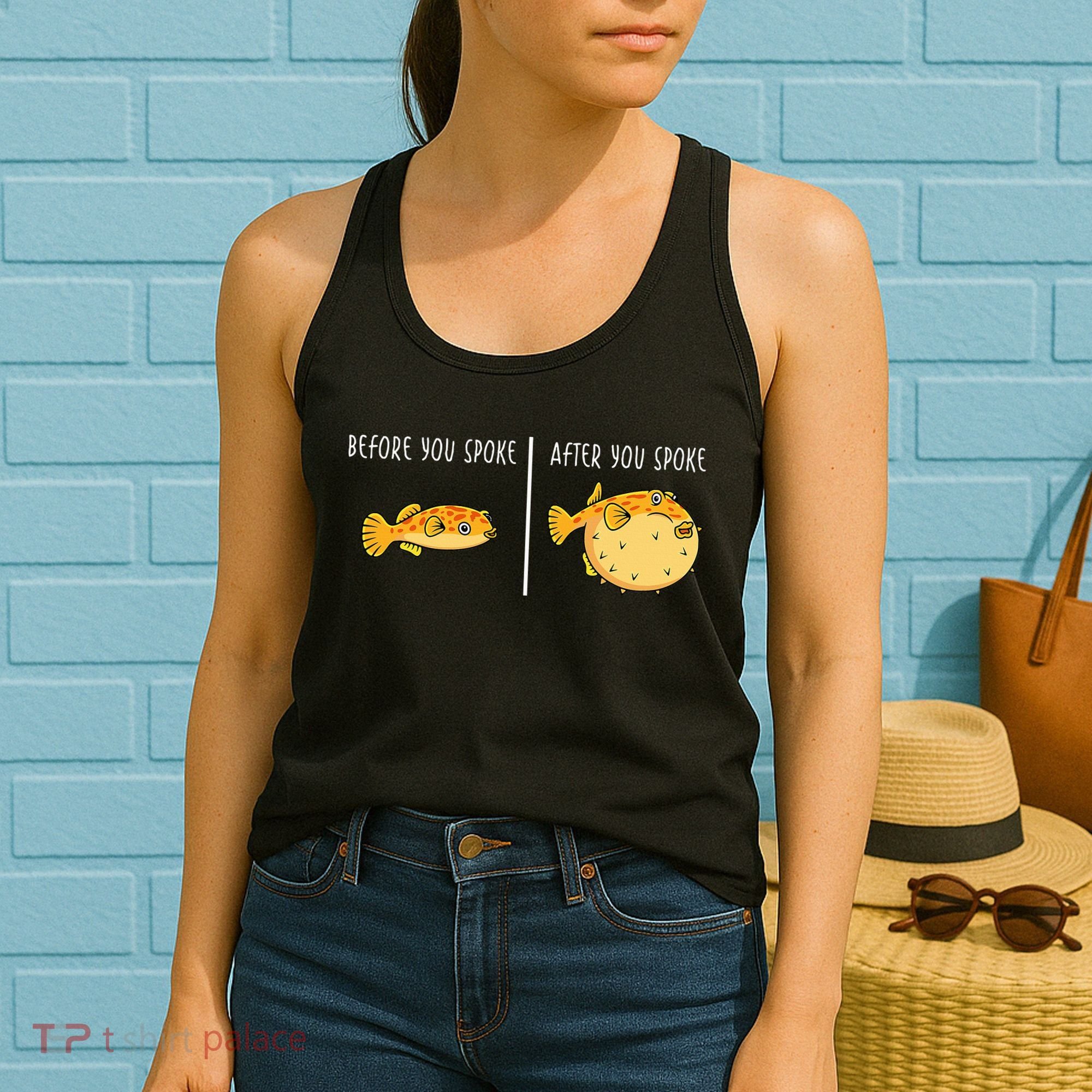 Puffer Fish Blowfish Funny Puffer Fish Women's Tank Top